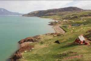 Tunulliarfik Fjord showing Tjodhildes church and Norse ruins at Qassiarsuk