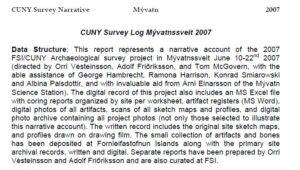 CUNY Survey Narrative Mývatnssveit 2007