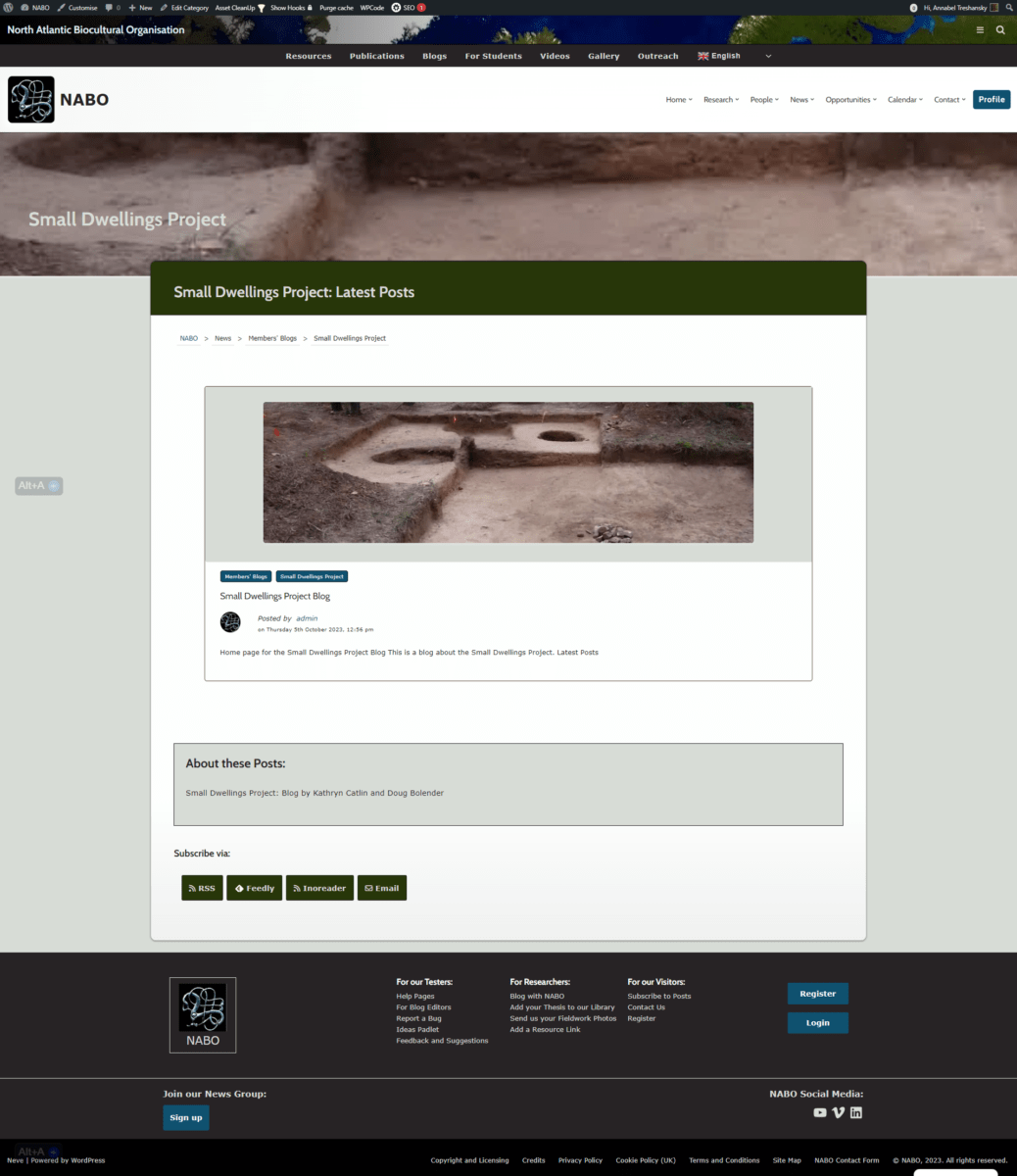Screenshot of a blog category list page
