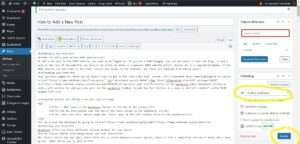 Screenshot showing the Update option to save changes to an already published post