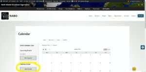 Screenshot showing the 'Add Event' button circled in the sidebar of the calendar page