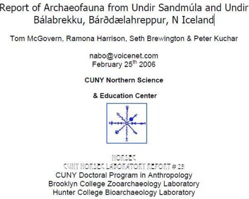 Report of Archaeofauna from Undir Sandmúla and Undir Bálabrekku, Bárðdælahreppur, N Iceland