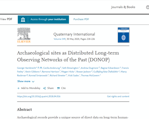 Archaeological sites as Distributed Long-term Observing Networks of the Past (DONOP)