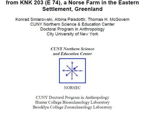 Preliminary Assessment Report of the Archaeofauna from KNK 203 (E 74), a Norse Farm in the Eastern Settlement, Greenland